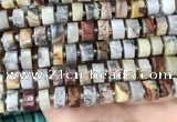 CRB2183 15.5 inches 13mm - 14mm faceted tyre crazy lace agate beads