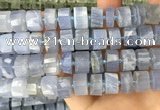 CRB2189 15.5 inches 12mm - 13mm faceted tyre blue chalcedony beads