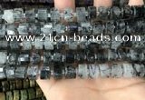 CRB2192 15.5 inches 10mm - 11mm faceted tyre black rutilated quartz beads