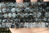 CRB2193 15.5 inches 11mm - 12mm faceted tyre black rutilated quartz beads