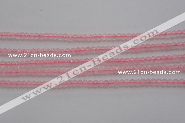 CRB220 15.5 inches 2.5*4mm faceted rondelle rose quartz beads