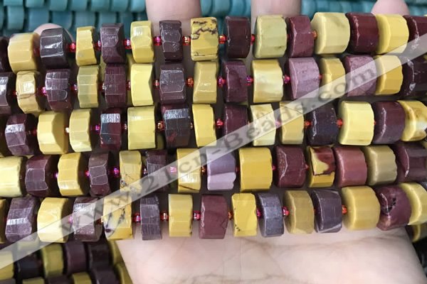 CRB2203 15.5 inches 11mm - 12mm faceted tyre mookaite beads