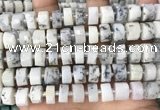 CRB2209 15.5 inches 13mm - 14mm faceted tyre white opal beads