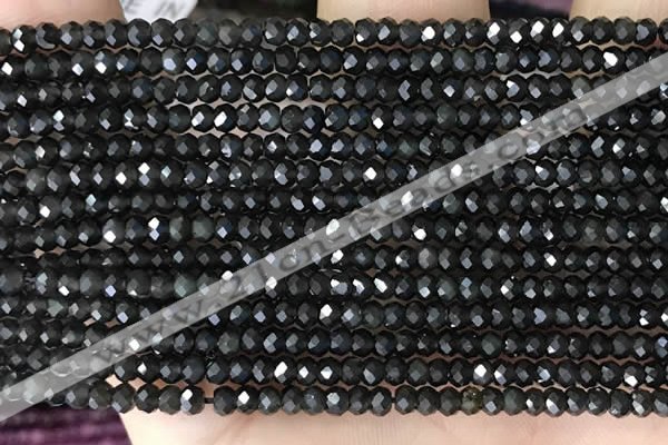 CRB2246 15.5 inches 2*3mm faceted rondelle obsidian beads