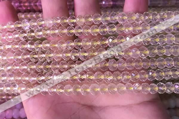 CRB2275 15.5 inches 4*6mm faceted rondelle lemon quartz beads