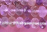 CRB2281 15.5 inches 4*6mm faceted rondelle mixed quartz beads