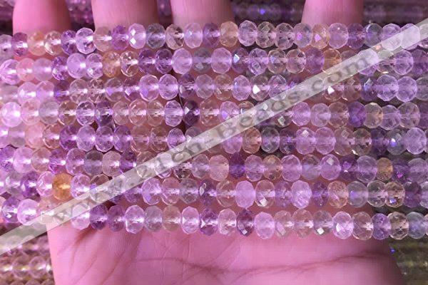 CRB2281 15.5 inches 4*6mm faceted rondelle mixed quartz beads