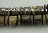 CRB250 15.5 inches 5*12mm - 10*12mm rondelle yellow artistic jasper beads