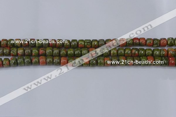 CRB2507 15.5 inches 6*8mm rondelle unakite gemstone beads