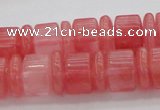 CRB252 15.5 inches 5*14mm - 10*14mm rondelle cherry quartz beads