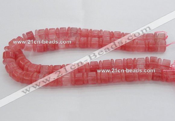 CRB252 15.5 inches 5*14mm - 10*14mm rondelle cherry quartz beads