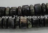 CRB253 15.5 inches 5*14mm - 10*14mm rondelle grey opal gemstone beads