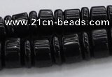 CRB254 15.5 inches 5*14mm - 10*14mm rondelle black agate beads