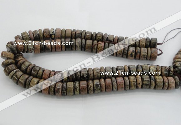 CRB255 15.5 inches 5*16mm - 8*16mm rondelle yellow artistic jasper beads