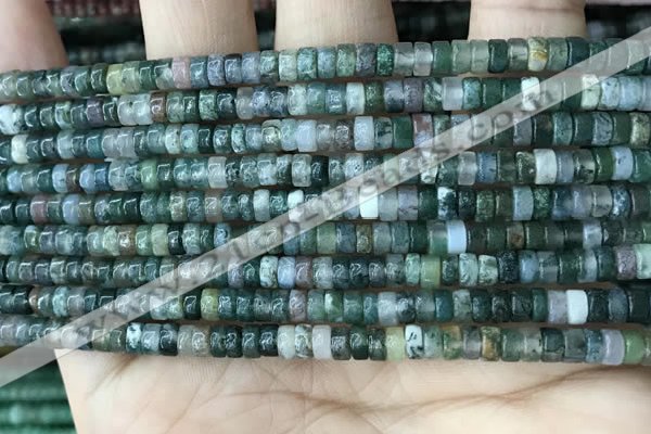 CRB2559 15.5 inches 2*4mm heishi moss agate beads wholesale