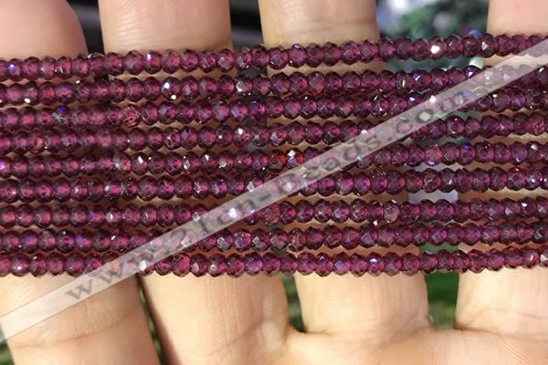 CRB2600 15.5 inches 2*3mm faceted rondelle red garnet beads