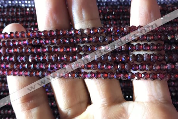 CRB2601 15.5 inches 2*3mm faceted rondelle red garnet beads