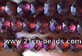 CRB2602 15.5 inches 3*4mm faceted rondelle red garnet beads