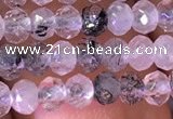 CRB2604 15.5 inches 2*3mm faceted rondelle black rutilated quartz beads