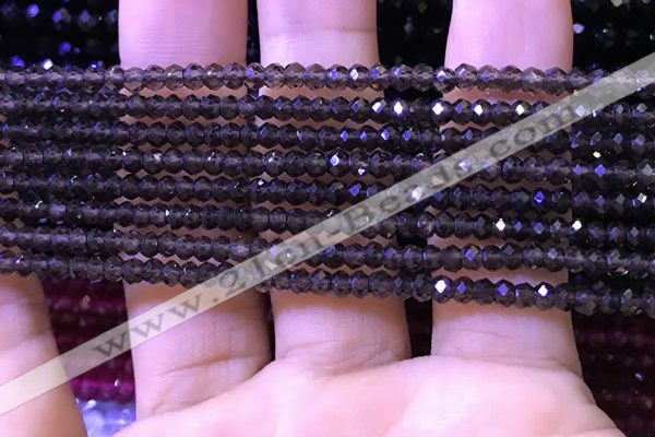 CRB2663 15.5 inches 2*3mm faceted rondelle smoky quartz beads