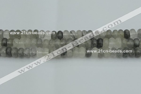 CRB2807 15.5 inches 6*10mm rondelle cloudy quartz beads wholesale