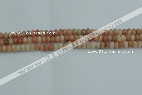 CRB2840 15.5 inches 4*6mm rondelle red plum blossom jade beads