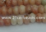 CRB2841 15.5 inches 5*8mm rondelle red plum blossom jade beads