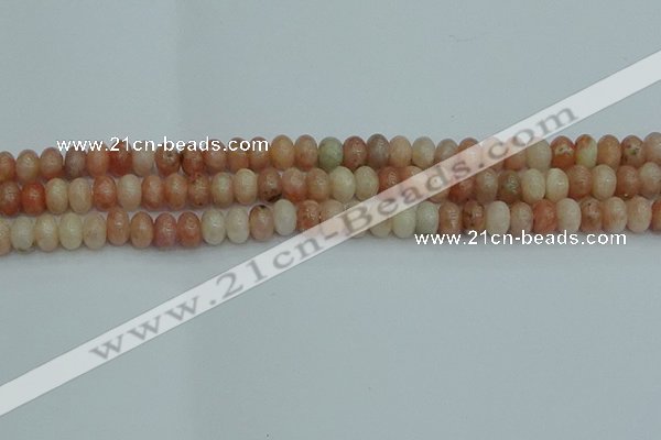 CRB2841 15.5 inches 5*8mm rondelle red plum blossom jade beads