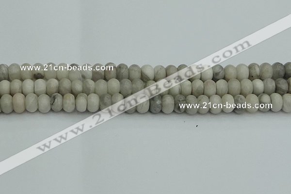 CRB2862 15.5 inches 6*10mm rondelle grey agate beads