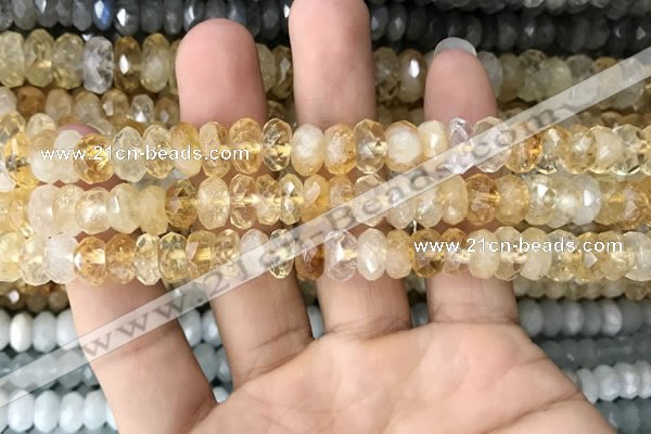 CRB3013 15.5 inches 6*10mm faceted rondelle citrine beads