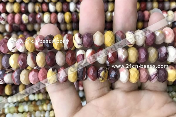 CRB3055 15.5 inches 6*10mm faceted rondelle mookaite beads