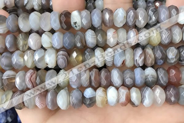 CRB3075 15.5 inches 5*10mm faceted rondelle Botswana agate beads