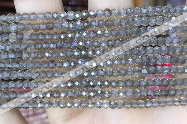 CRB3105 15.5 inches 2*3mm faceted rondelle tiny smoky quartz beads