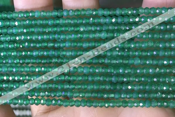 CRB3127 15.5 inches 2*3mm faceted rondelle tiny green agate beads