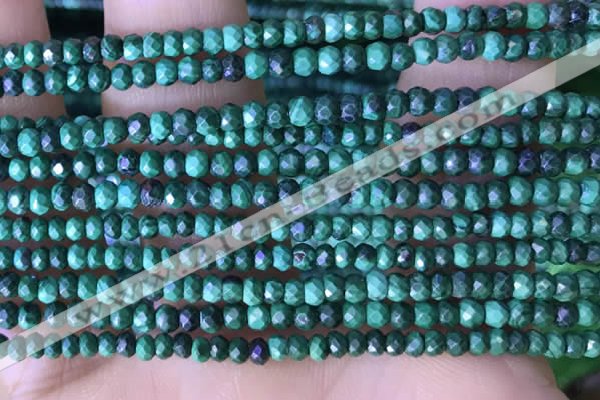 CRB3128 15.5 inches 2*3mm faceted rondelle tiny malachite beads