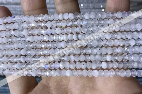 CRB3141 15.5 inches 2.5*4mm faceted rondelle tiny white moonstone beads