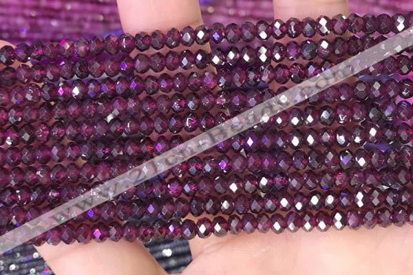 CRB3158 15.5 inches 2.5*4mm faceted rondelle tiny red garnet beads