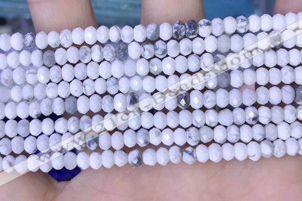 CRB3165 15.5 inches 2.5*4mm faceted rondelle tiny white howlite beads