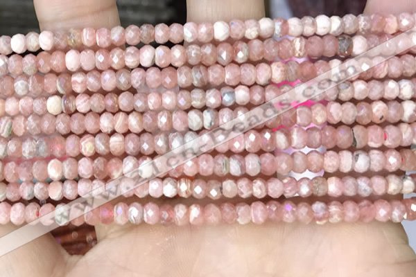 CRB3179 15.5 inches 2.5*4mm faceted rondelle tiny rhodochrosite beads