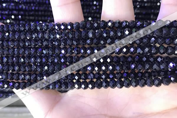 CRB3188 15.5 inches 3*5mm faceted rondelle tiny black spinel beads