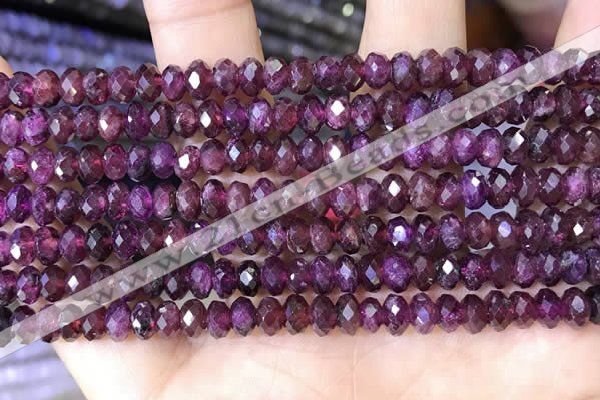 CRB3190 15.5 inches 4*6mm faceted rondelle tiny red garnet beads