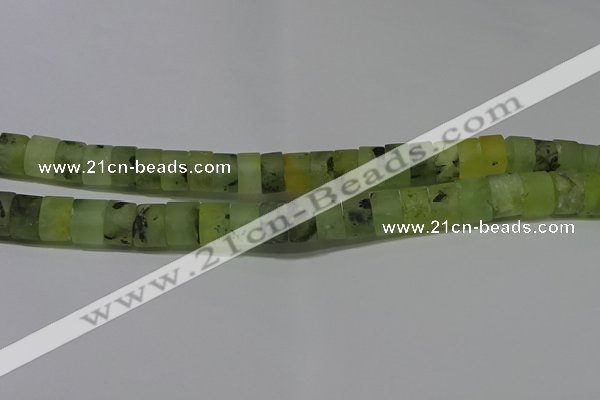 CRB320 15.5 inches 8*12mm tyre matte green rutilated quartz beads