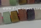 CRB328 15.5 inches 8*12mm tyre matte mixed gemstone beads