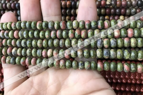 CRB4037 15.5 inches 4*6mm rondelle unakite beads wholesale