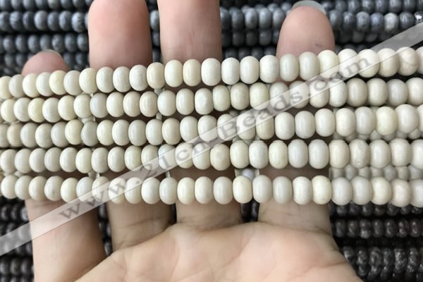 CRB4050 15.5 inches 4*6mm rondelle white fossil jasper beads wholesale