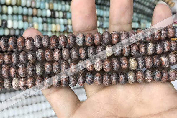 CRB4074 15.5 inches 5*8mm rondelle leopard skin jasper beads wholesale