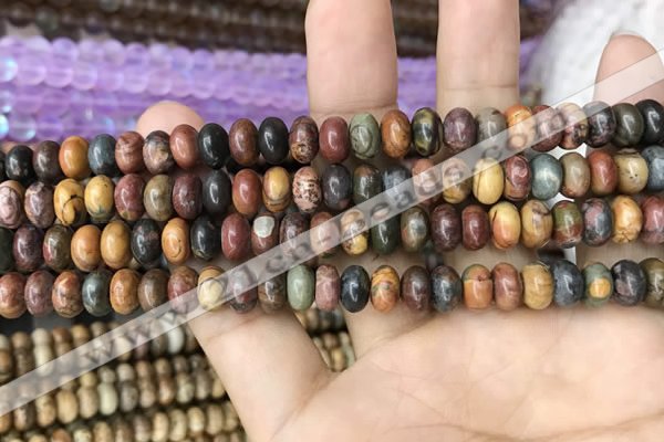 CRB4077 15.5 inches 5*8mm rondelle picasso jasper beads wholesale