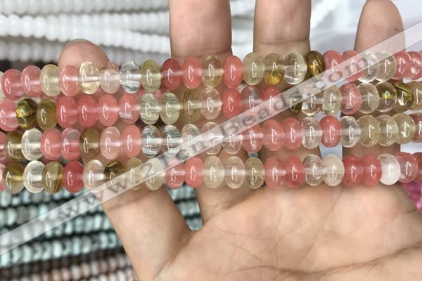 CRB4079 15.5 inches 5*8mm rondelle volcano cherry quartz beads wholesale