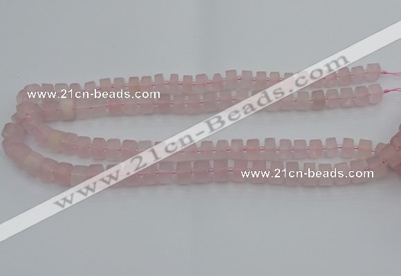 CRB451 15.5 inche 6*10mm tyre matte rose quartz gemstone beads