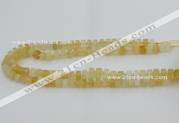 CRB454 15.5 inche 6*10mm tyre matte citrine gemstone beads